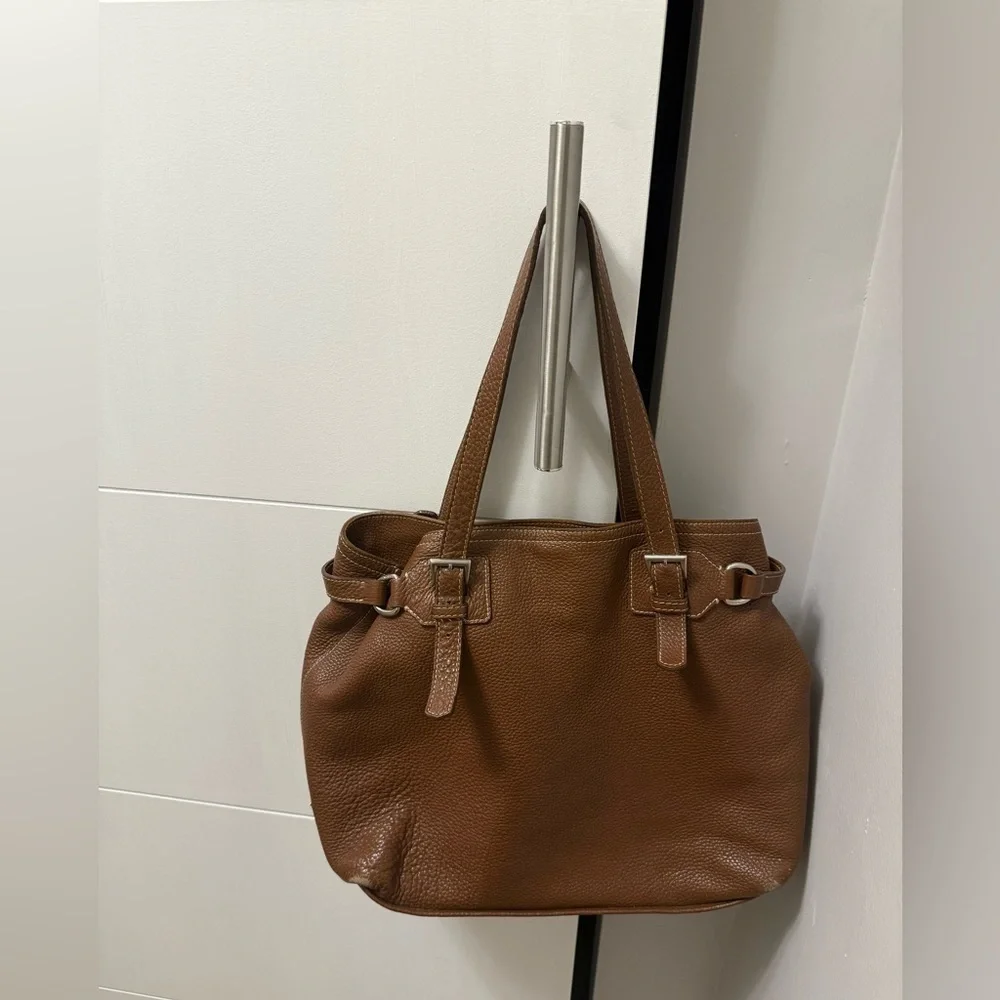 Prada Vintage Brown Vitello Dani Tote Bag Pebbled Leather Y2K Silver Hardware